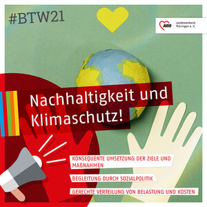Forderung zu Nachhaltigkeit und Klimaschutz